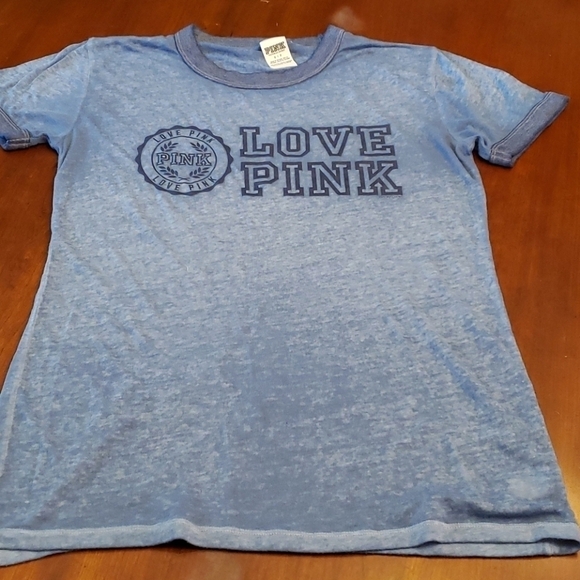 Pink Victoria's Secret Semi Sheer Tee Blue SS VGUC - Picture 1 of 7